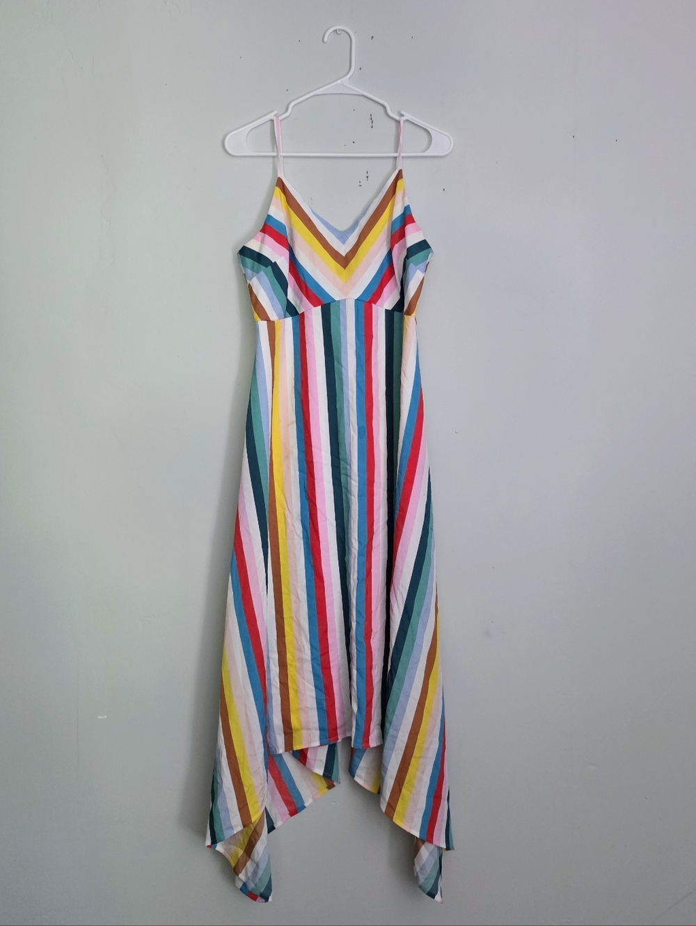 NWT Johnston & Murphy Striped Handkerchief Hem Maxi Dress